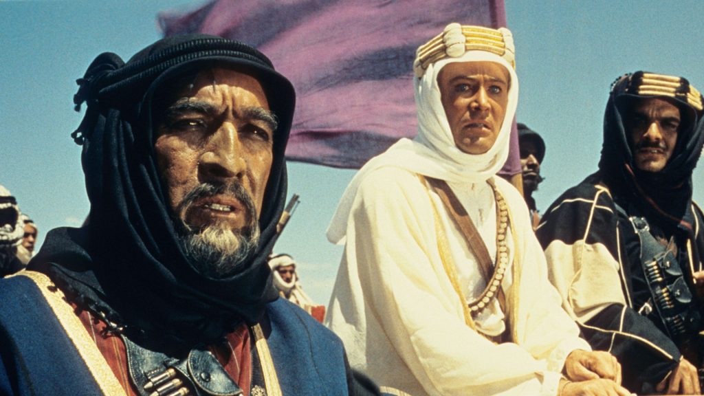 LAWRENCE OF ARABIA, (from left): Anthony Quinn, Peter O'Toole, Omar Sharif, 1962.